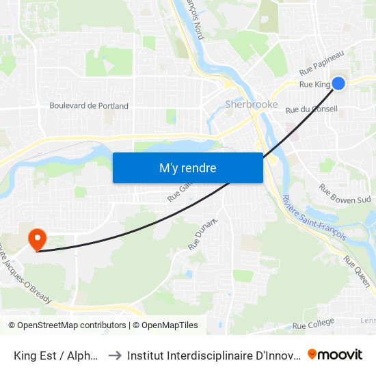 King Est / Alphonse-Laramée to Institut Interdisciplinaire D'Innovation Technologique (3it) map