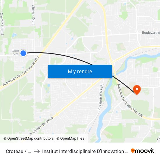 Croteau / Bédard to Institut Interdisciplinaire D'Innovation Technologique (3it) map