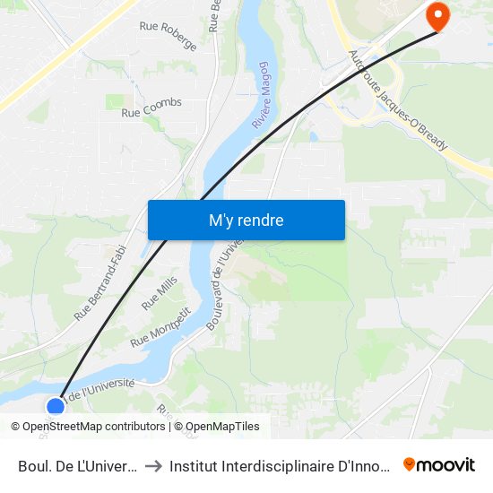 Boul. De L'Université / Jeanson to Institut Interdisciplinaire D'Innovation Technologique (3it) map