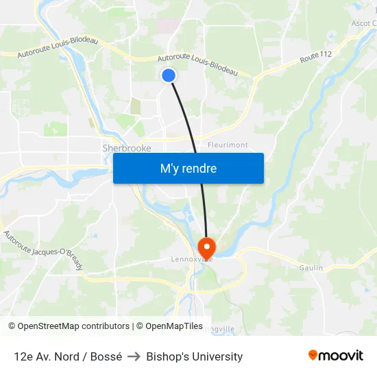 12e Av. Nord / Bossé to Bishop's University map