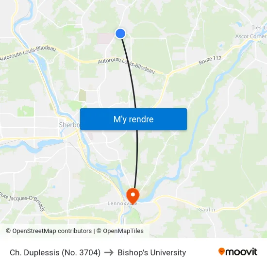 Ch. Duplessis (No. 3704) to Bishop's University map