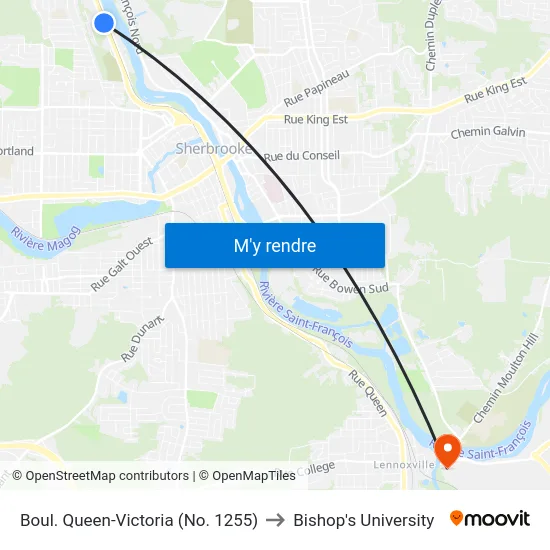 Boul. Queen-Victoria (No. 1255) to Bishop's University map