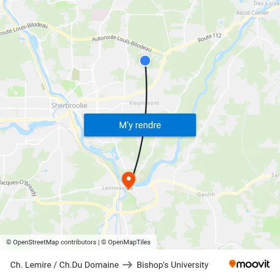 Ch. Lemire / Ch.Du Domaine to Bishop's University map