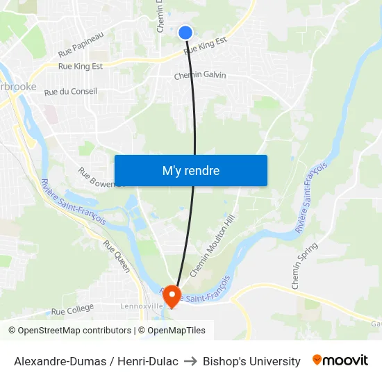 Alexandre-Dumas / Henri-Dulac to Bishop's University map