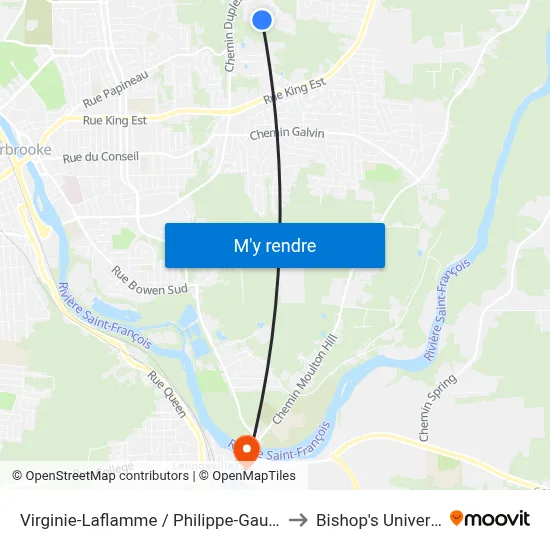 Virginie-Laflamme / Philippe-Gaumond to Bishop's University map