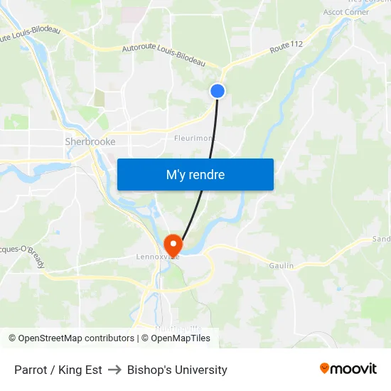 Parrot / King Est to Bishop's University map