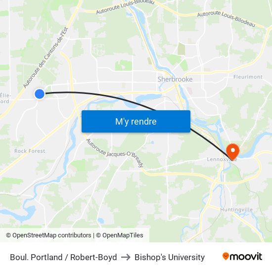 Boul. Portland / Robert-Boyd to Bishop's University map