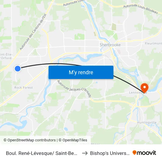 Boul. René-Lévesque/ Saint-Benoît to Bishop's University map