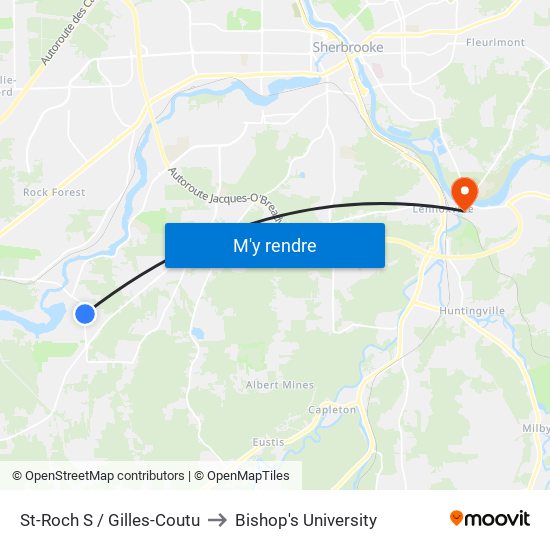 St-Roch S / Gilles-Coutu to Bishop's University map