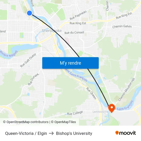 Queen-Victoria / Elgin to Bishop's University map