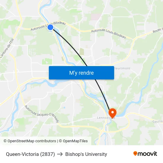 Queen-Victoria (2837) to Bishop's University map