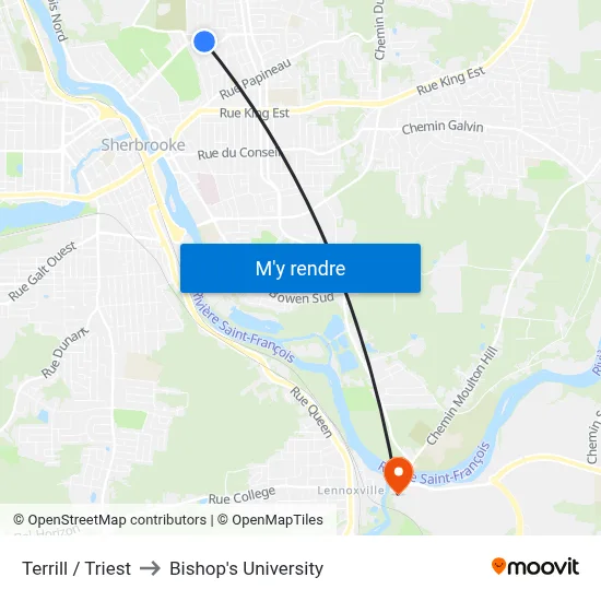 Terrill / Triest to Bishop's University map