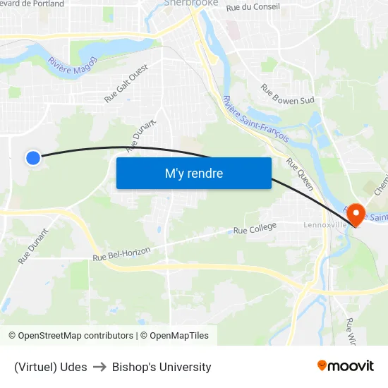 (Virtuel) Udes to Bishop's University map