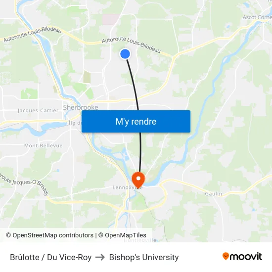 Brûlotte / Du Vice-Roy to Bishop's University map