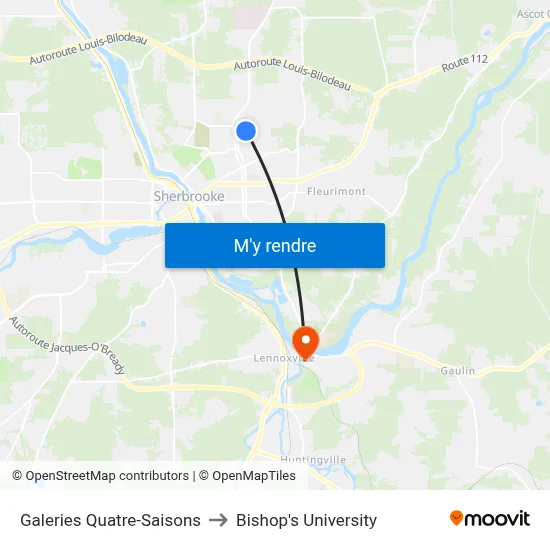 Galeries Quatre-Saisons to Bishop's University map