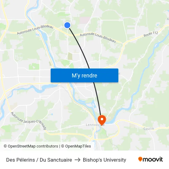 Des Pélerins / Du Sanctuaire to Bishop's University map
