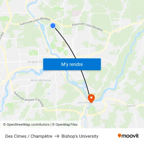 Des Cimes / Champêtre to Bishop's University map
