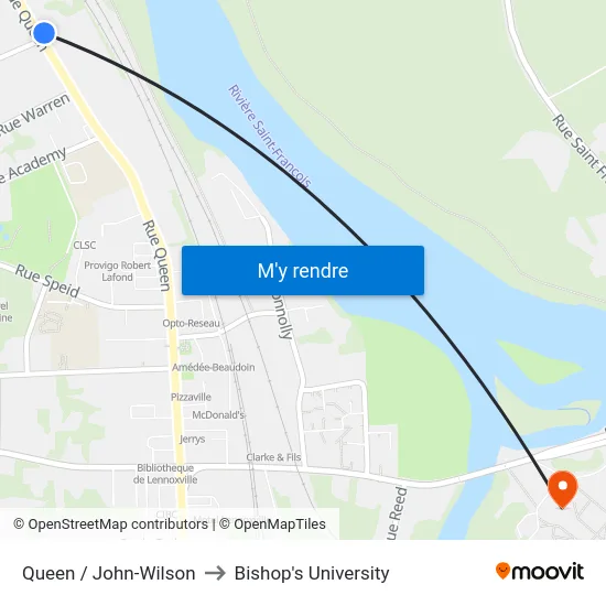 Queen / John-Wilson to Bishop's University map