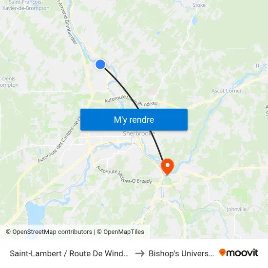 Saint-Lambert / Route De Windsor to Bishop's University map