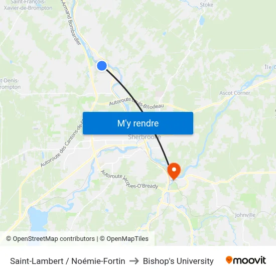 Saint-Lambert / Noémie-Fortin to Bishop's University map