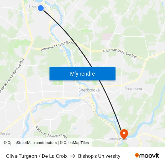 Oliva-Turgeon / De La Croix to Bishop's University map