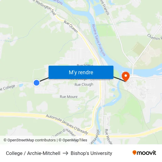 College / Archie-Mitchell to Bishop's University map