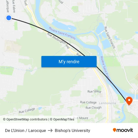 De L'Union / Larocque to Bishop's University map