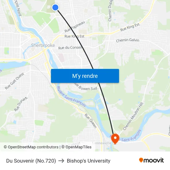 Du Souvenir (No.720) to Bishop's University map