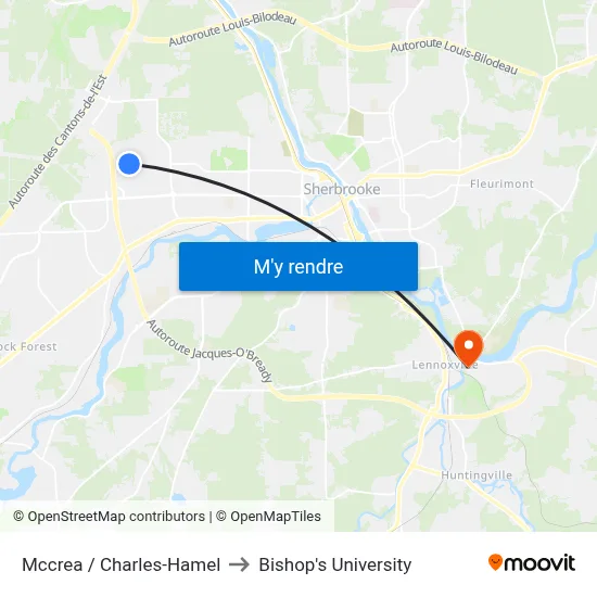 Mccrea / Charles-Hamel to Bishop's University map