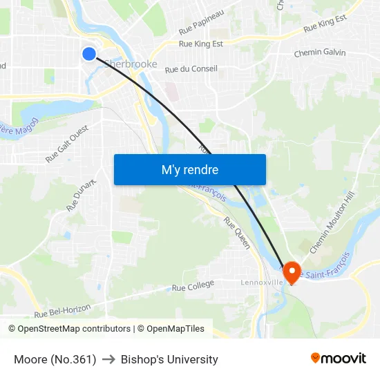 Moore (No.361) to Bishop's University map