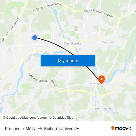 Prospect / Mézy to Bishop's University map