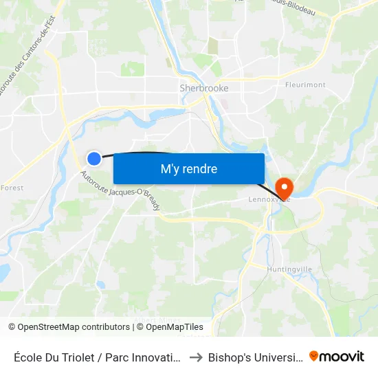 École Du Triolet / Parc Innovation to Bishop's University map