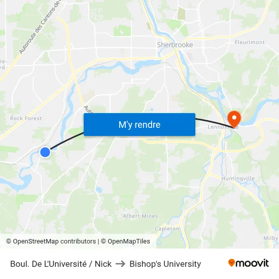 Boul. De L'Université / Nick to Bishop's University map