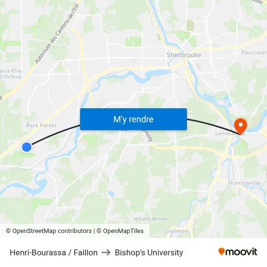 Henri-Bourassa / Faillon to Bishop's University map