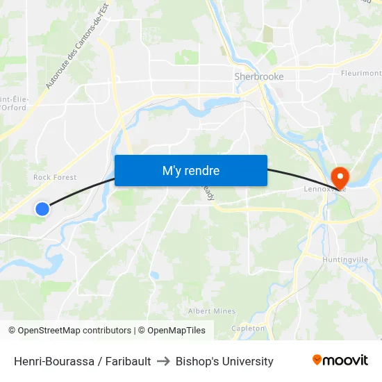 Henri-Bourassa / Faribault to Bishop's University map