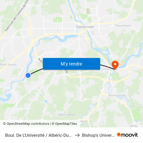 Boul. De L'Université / Albéric-Dussault to Bishop's University map
