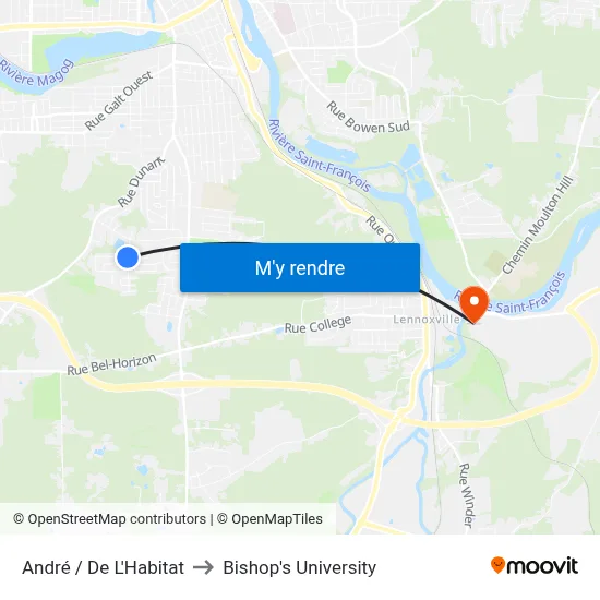 André / De L'Habitat to Bishop's University map