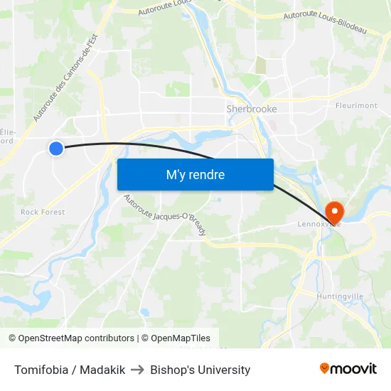 Tomifobia / Madakik to Bishop's University map