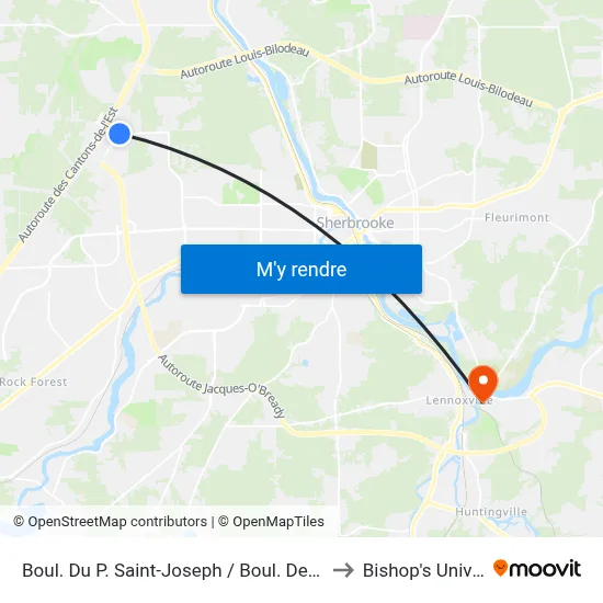 Boul. Du P. Saint-Joseph / Boul. De Mgr-Fortier to Bishop's University map