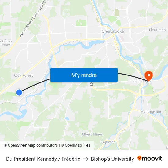 Du Président-Kennedy / Frédéric to Bishop's University map