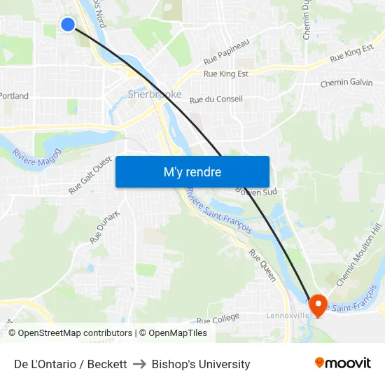 De L'Ontario / Beckett to Bishop's University map