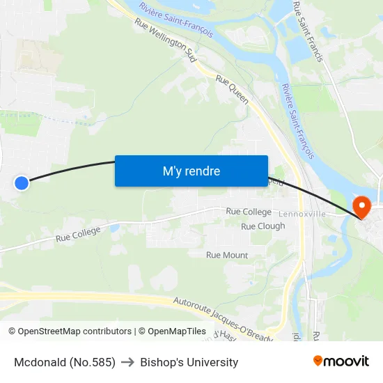 Mcdonald (No.585) to Bishop's University map