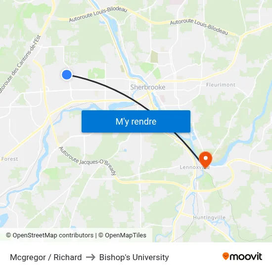 Mcgregor / Richard to Bishop's University map