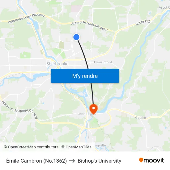 Émile-Cambron (No.1362) to Bishop's University map