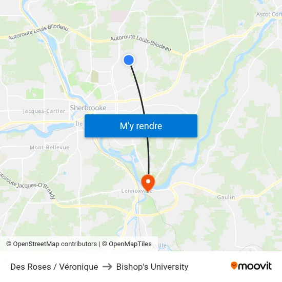 Des Roses / Véronique to Bishop's University map