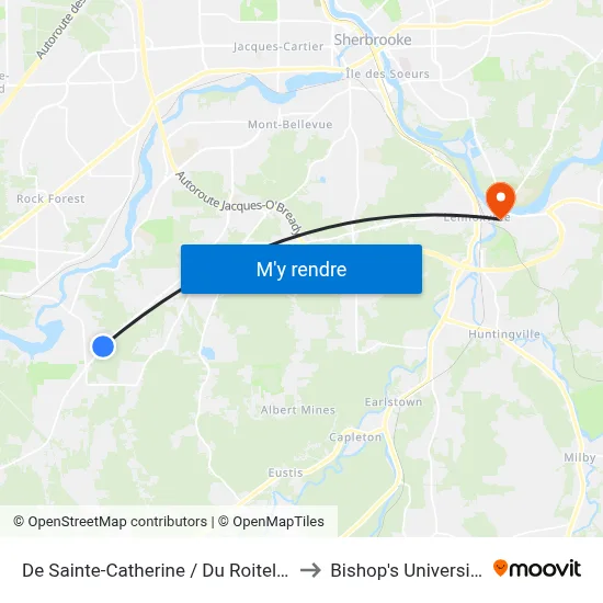 De Sainte-Catherine / Du Roitelet to Bishop's University map