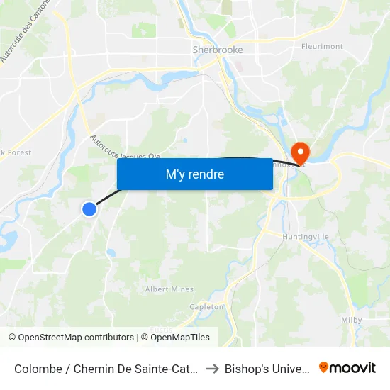 Colombe / Chemin De Sainte-Catherine to Bishop's University map