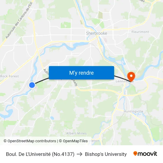 Boul. De L'Université (No.4137) to Bishop's University map
