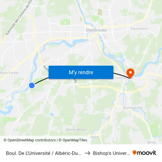 Boul. De L'Université / Albéric-Dussault to Bishop's University map