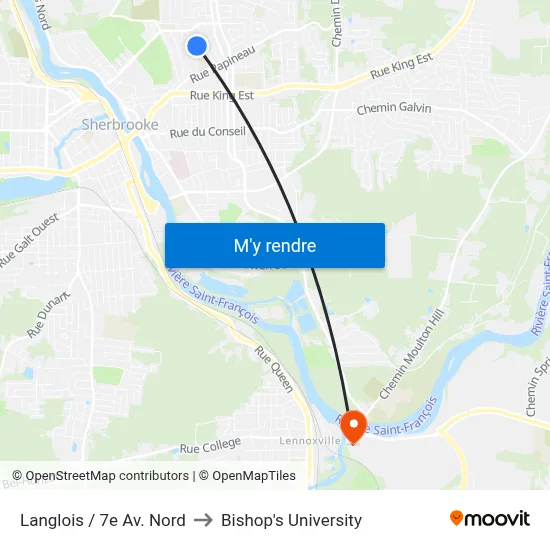 Langlois / 7e Av. Nord to Bishop's University map